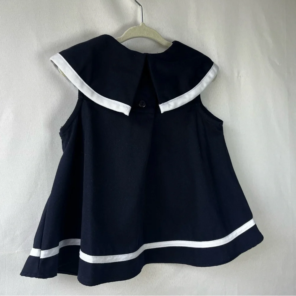 Rare Editions Girl's 4T Navy Sailor Collar Top Large White Bow & Trim